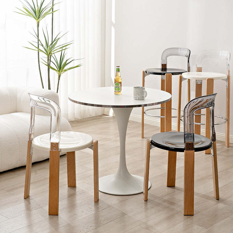 Minimalist Wood Armchair — White / Transparent