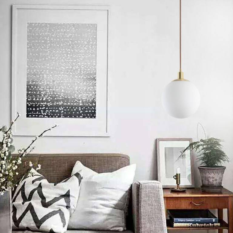 Nordic Minimalist Milky Glass Ball Pendant Light
