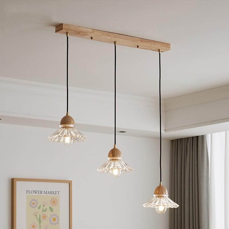 Vintage Log Glass Flower Island Chandelier — Single Head / 220V-240V For UK/AU