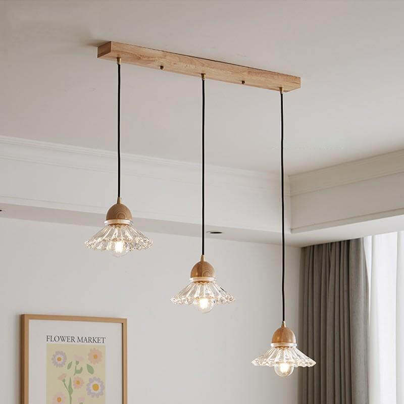 Vintage Log Glass Flower Island Chandelier — Single Head / 220V-240V For UK/AU