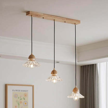 Vintage Log Glass Flower Island Chandelier — Single Head / 220V-240V For UK/AU