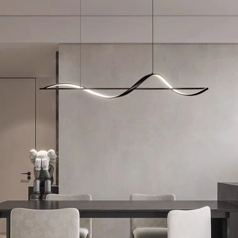 Minimalist Linear Aluminum Silicone LED Island Chandelier