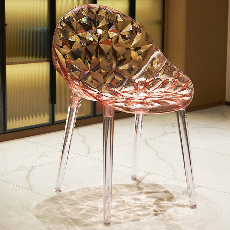 Minimalist Square Acrylic Four-Leg Chair — Brown