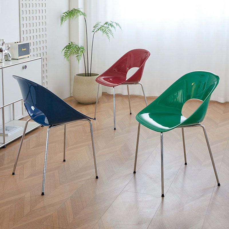Minimalist Ring Curved Plastic Alloy Dining Chair — Yellow