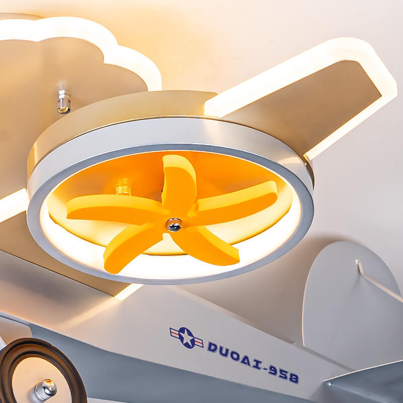 Cartoon Airplane Iron Acrylic LED Kids Ceiling Light