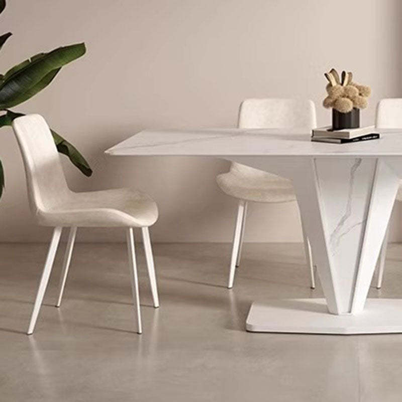 Scandinavian Leather Steel Curved Dining Chair