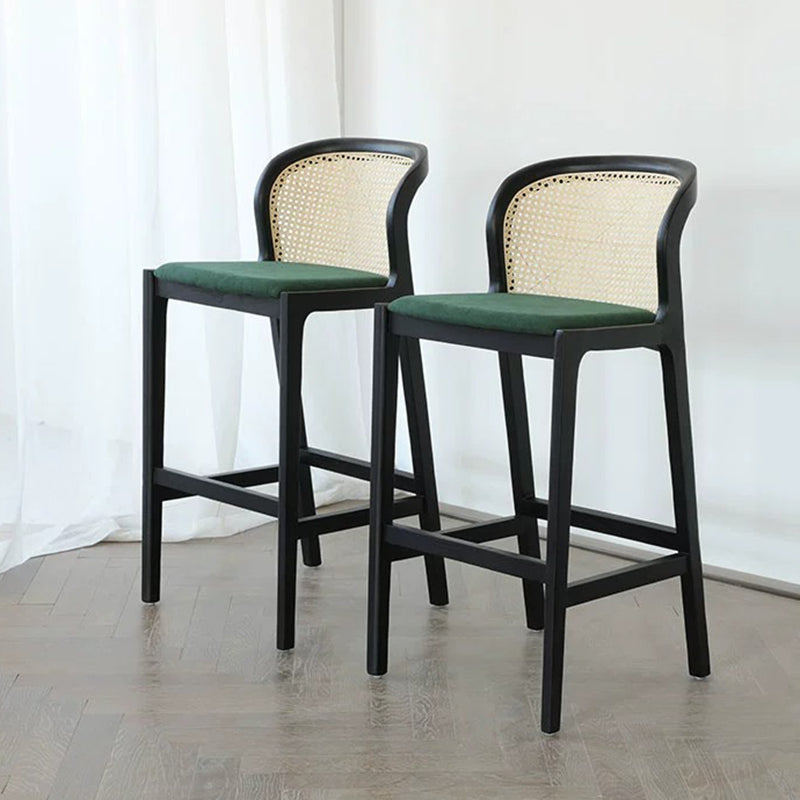 French Fabric Wood Bar Stool