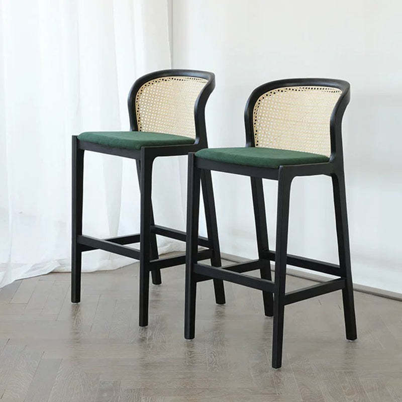 French Fabric Wood Bar Stool