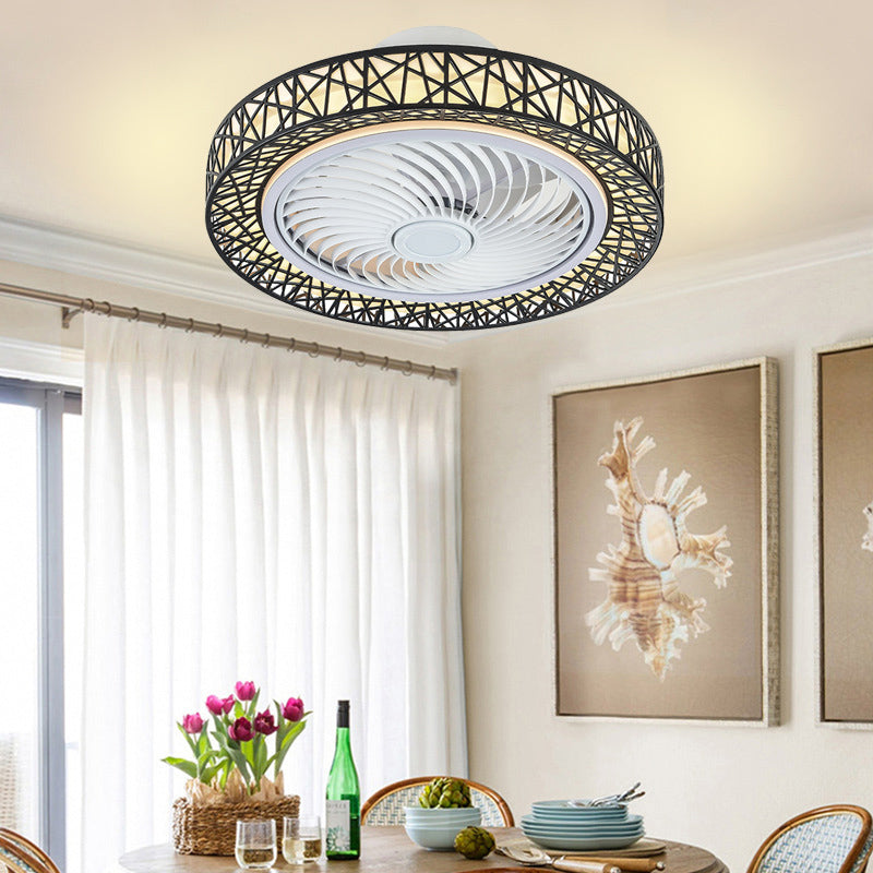 Luxury Round Lace LED Flush Mount Ceiling Fan Light