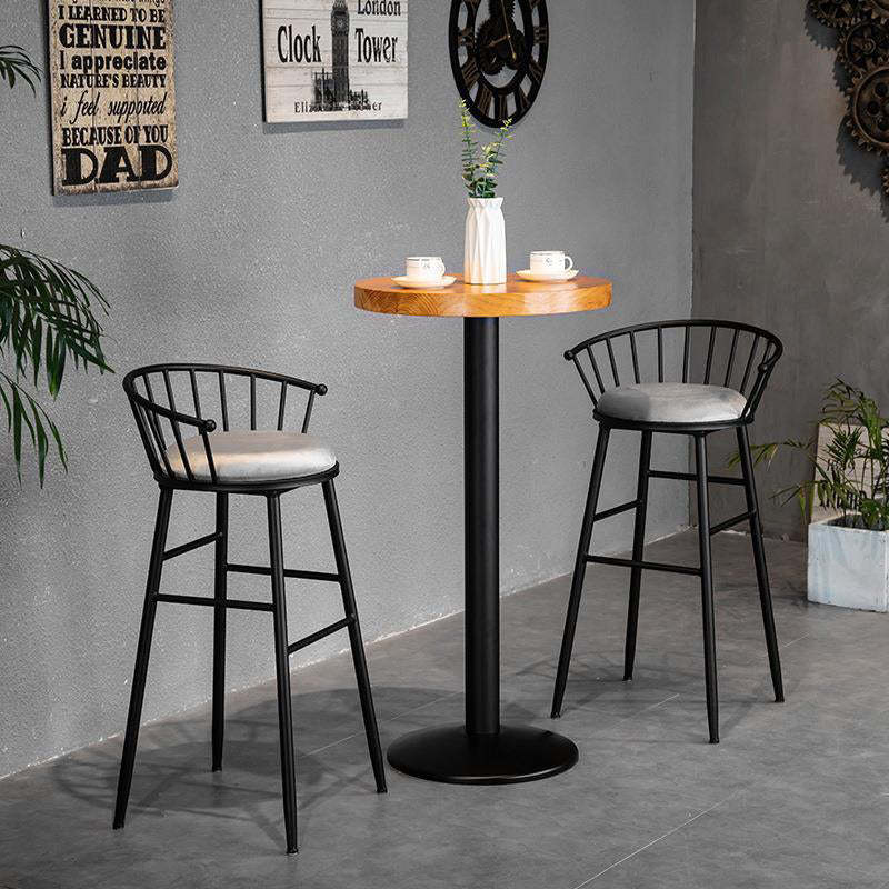Minimalist Striped Velvet Iron Bar Stool