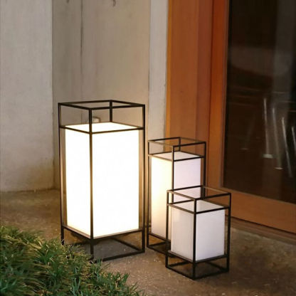 Japanese Tatami Rectangular Iron Fabric Floor Lamp