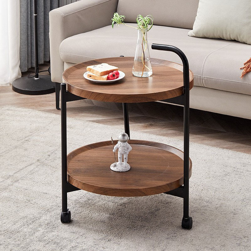 Lighom minimalist 2-tier round iron wood coffee tables
