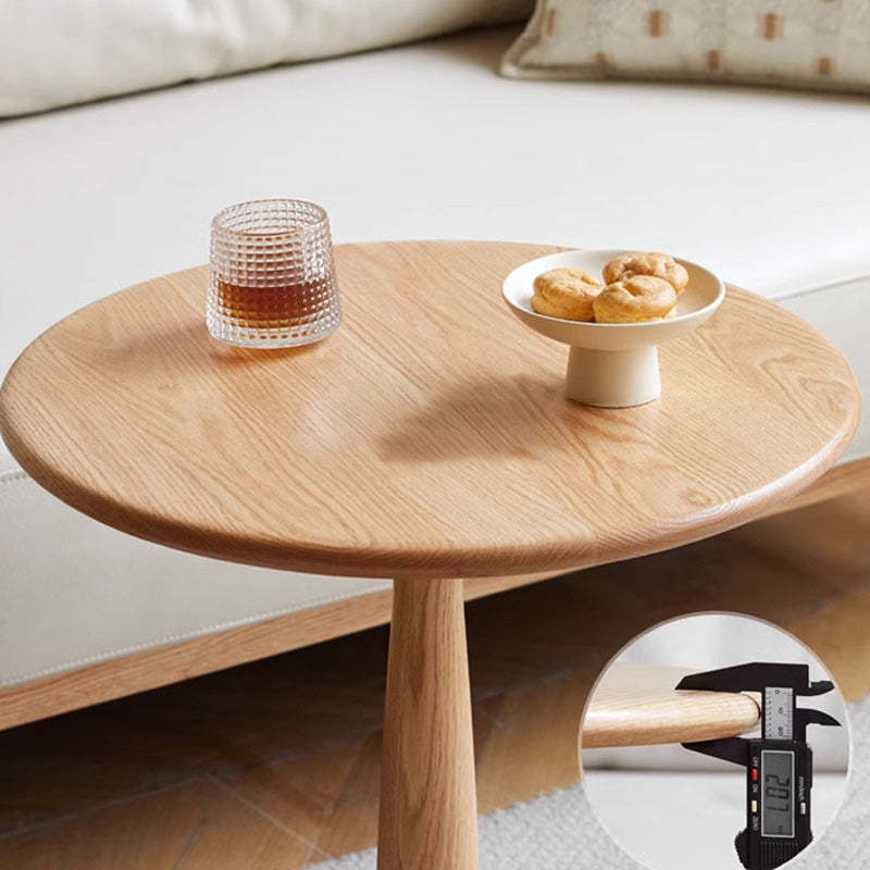 Traditional Rustic Oak Round Side Table