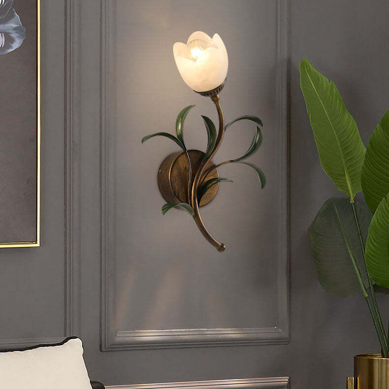 Minimalist Art Glass Flower Wall Sconce — A / 1 - Right / 110V-120V For US/CA