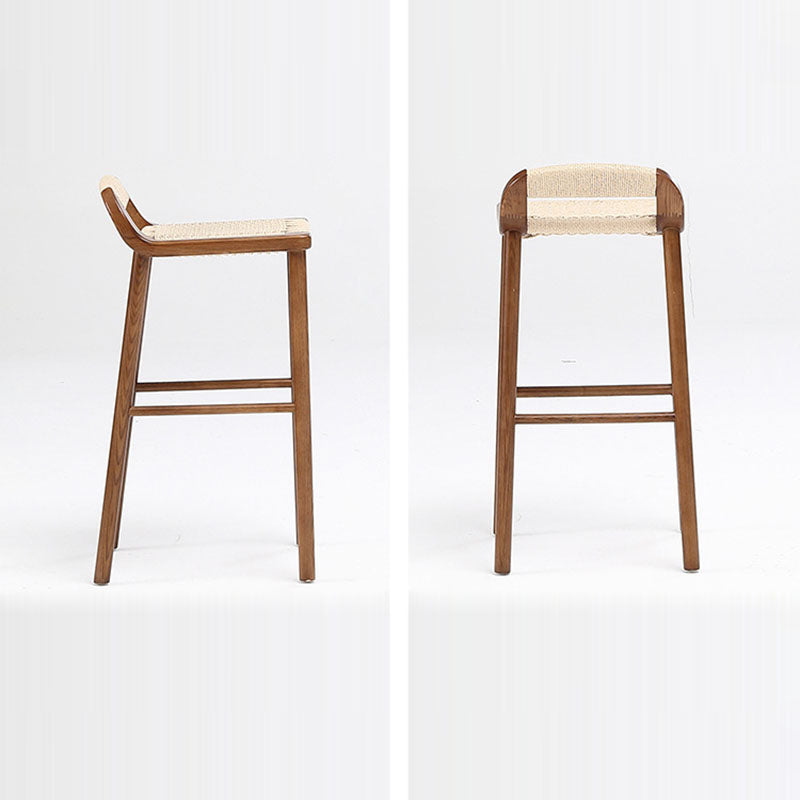 Retro Rope Woven Solid Wood Bar Stool