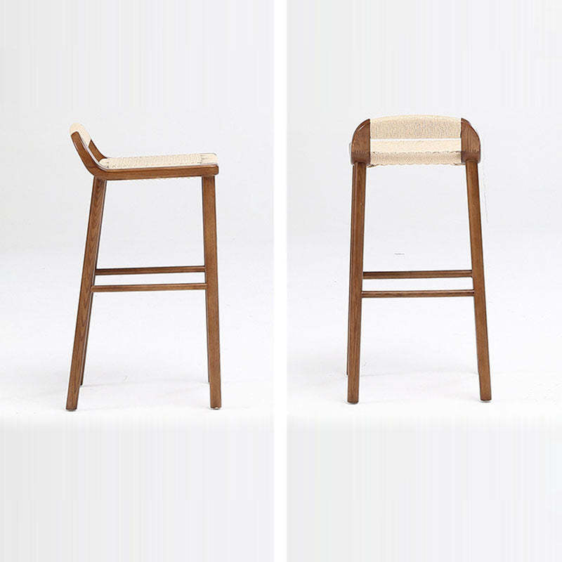 Retro Rope Woven Solid Wood Bar Stool