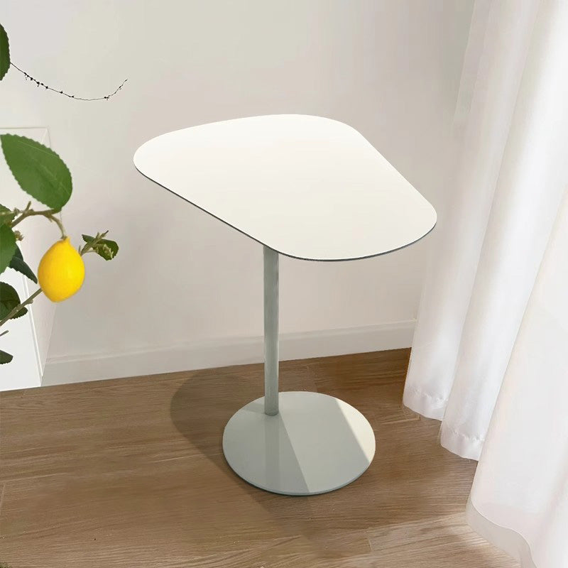 Contemporary Irregular Geometric Iron End Table — Beige