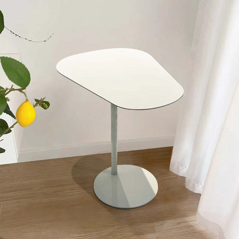 Contemporary Irregular Geometric Iron End Table — Beige