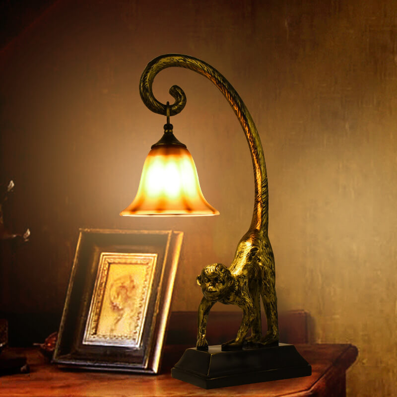 Brass creative cone monkey table lamps — Left / 220V-240V (UK/AU)