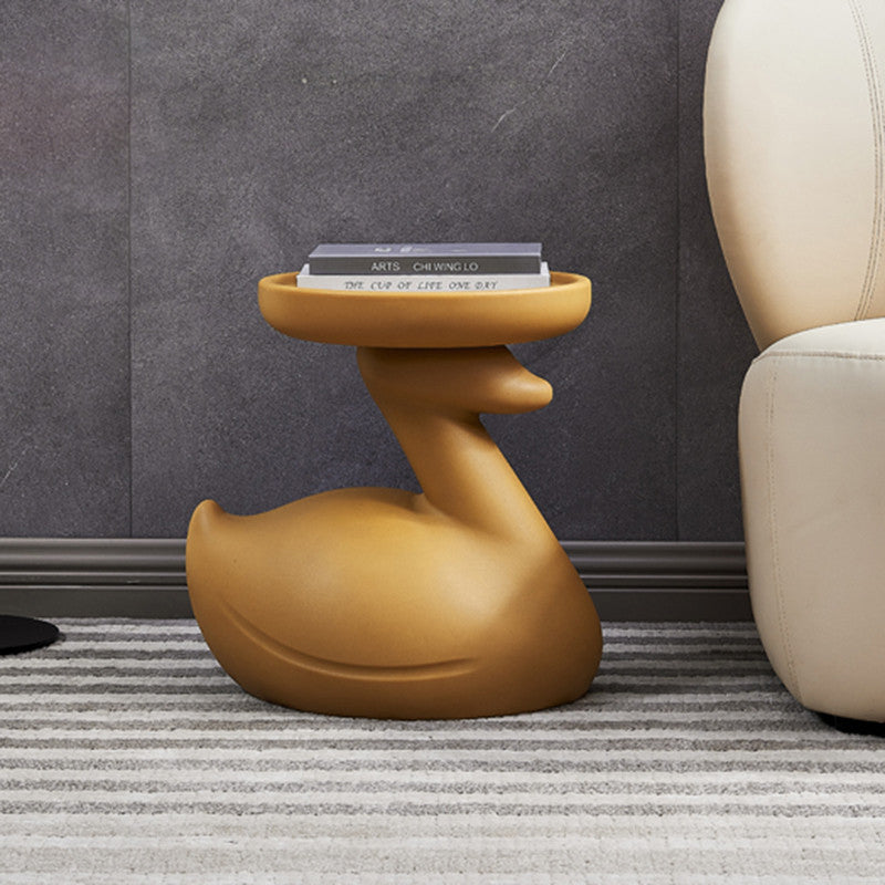 Contemporary Swan-Base Plastic Tray End Table