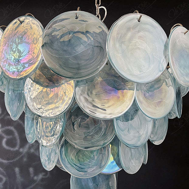 French Flower Iron Glass Chandelier