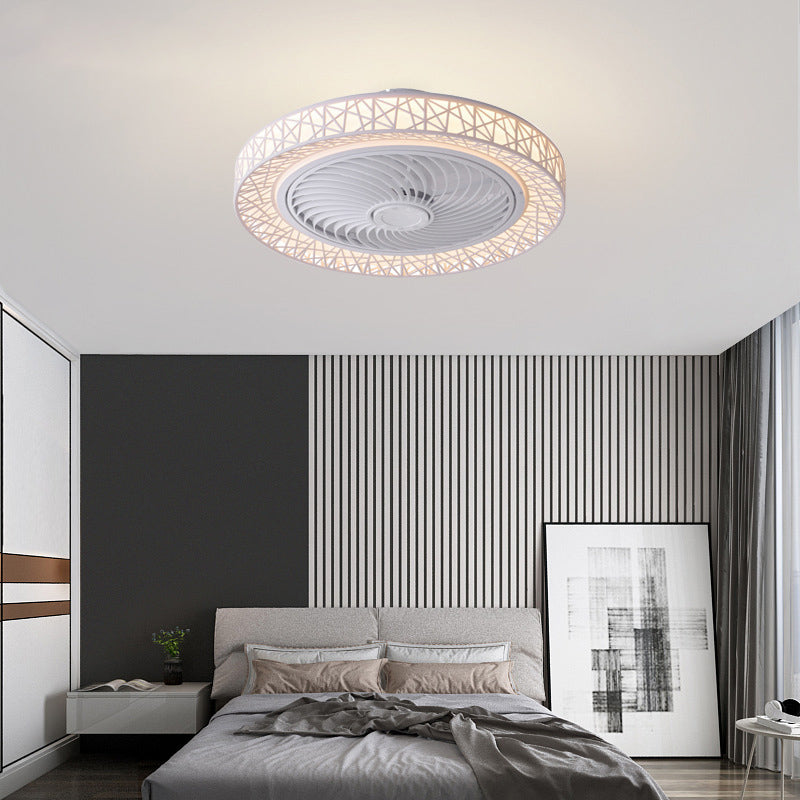 Luxury Round Lace LED Flush Mount Ceiling Fan Light