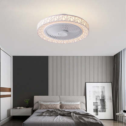 Luxury Round Lace LED Flush Mount Ceiling Fan Light