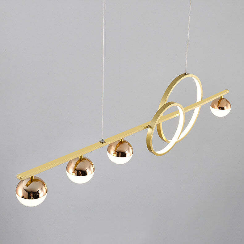 Modern Long Strip Round Globe LED Island Chandelier