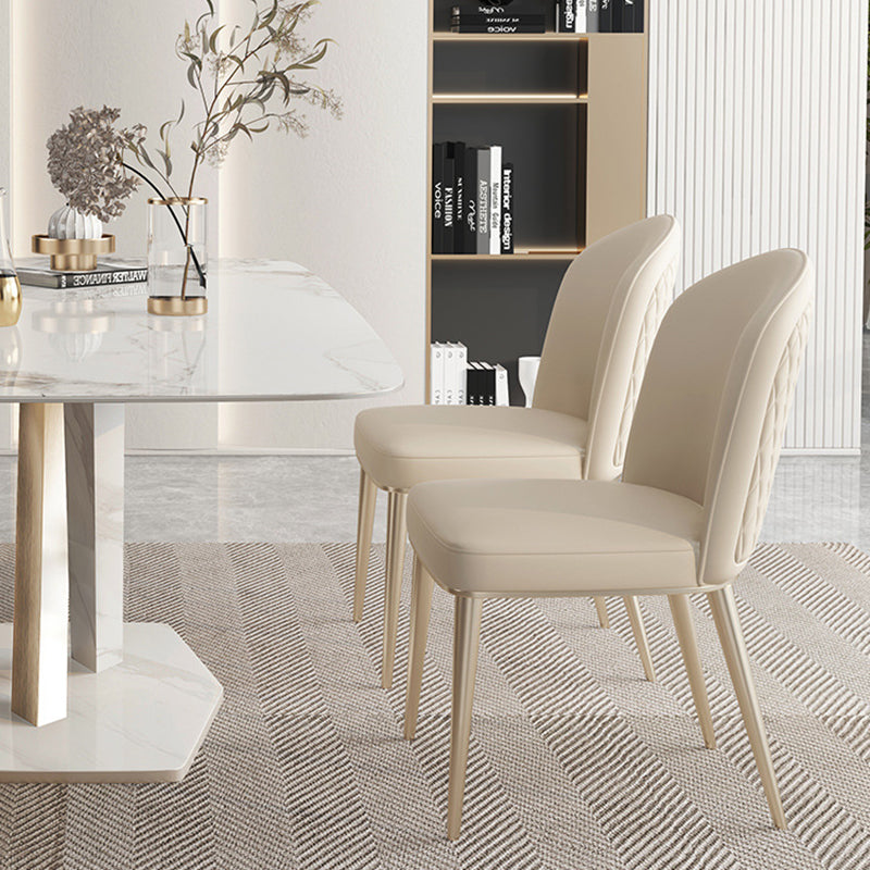 Nordic Curved Leather Tapered Leg Dining Chair