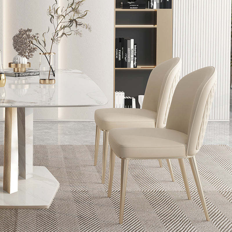 Nordic Curved Leather Tapered Leg Dining Chair