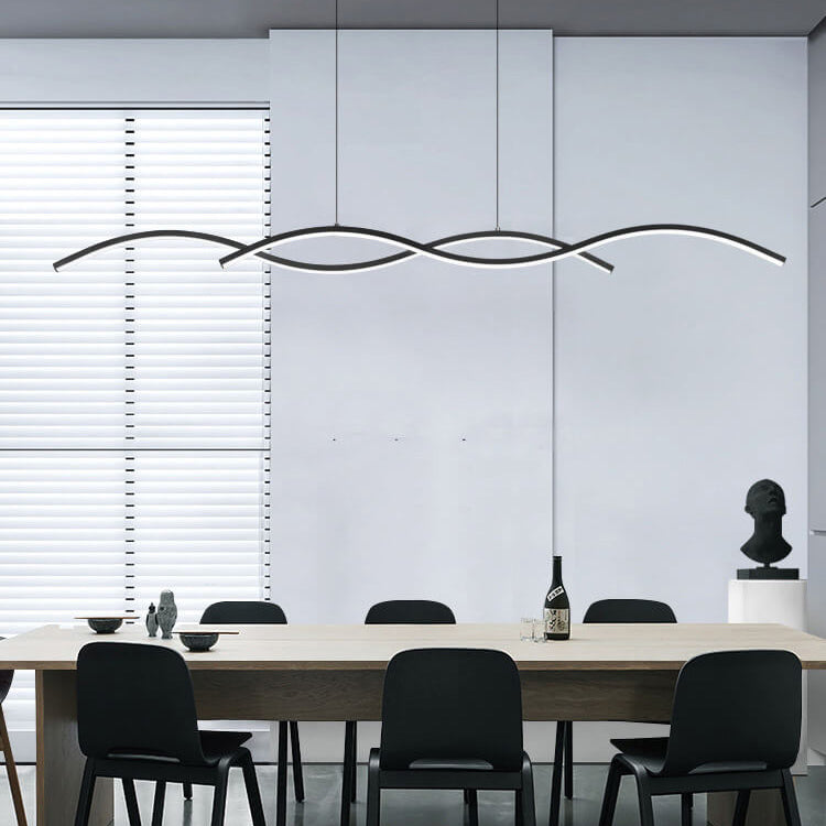 Lighom nordic island wave black chandeliers in aluminum — Warm White (3000K) / Brushed Gold / 220V-240V (UK/AU