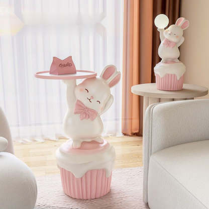 Contemporary Cartoon Rabbit Resin 1-Tray Side Table