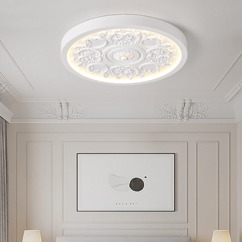 Minimalist Carved Iron Resin Acrylic LED Flush Mount Light