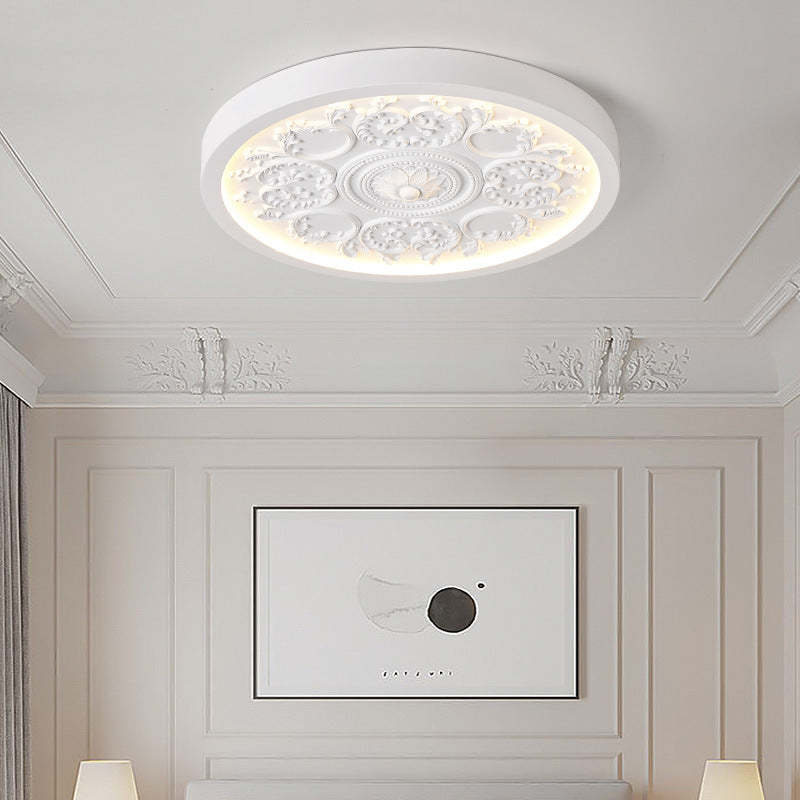 Minimalist Carved Iron Resin Acrylic LED Flush Mount Light
