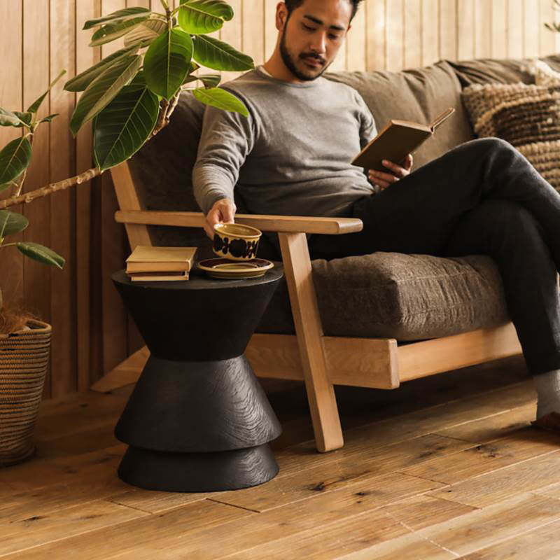 Retro Crack Solid Wood Pier End Table
