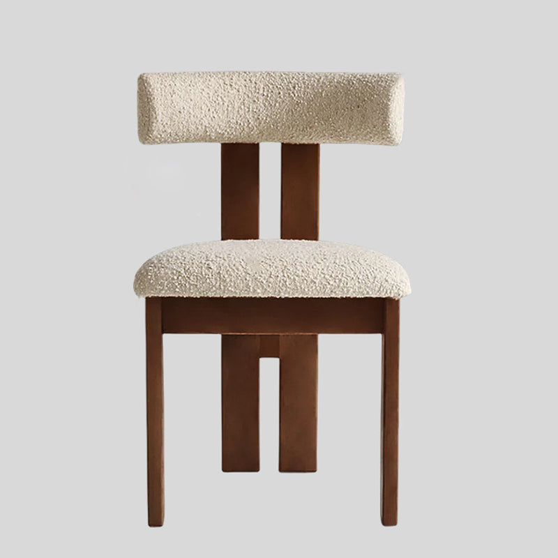 Scandinavian Wood Lambswool Semi-Round Dining Chair