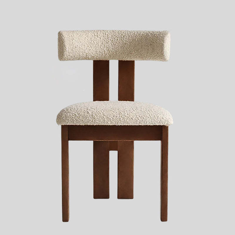 Scandinavian Wood Lambswool Semi-Round Dining Chair