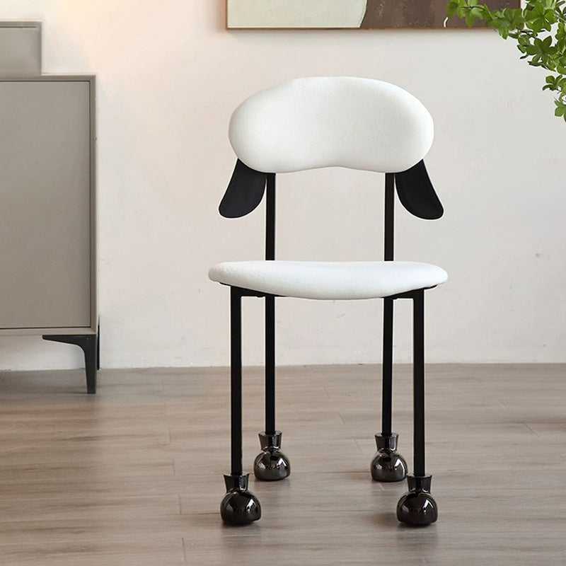 Contemporary Puppy Velvet Stainless Steel Open-Back Chair