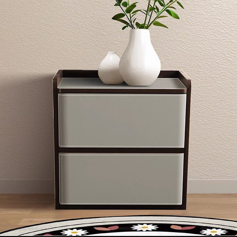 Nordic Leather Wood 2-Drawer Nightstand