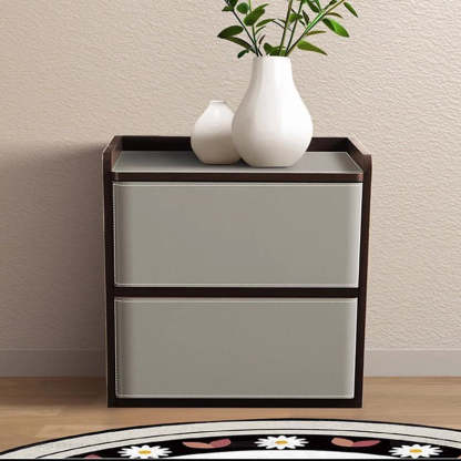 Nordic Leather Wood 2-Drawer Nightstand