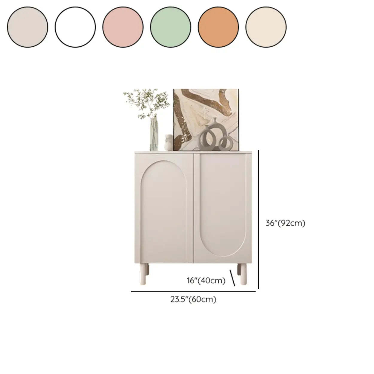Modern Pink Wood 3-Door Shoe Cabinet — Green