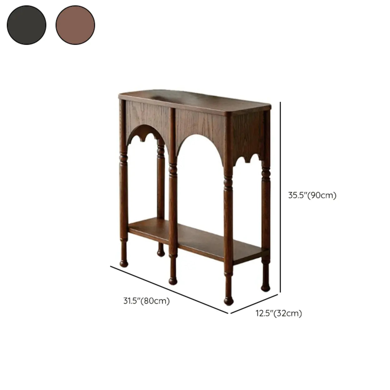 Versatile Rectangular Walnut Floor Shelf Console Table #size