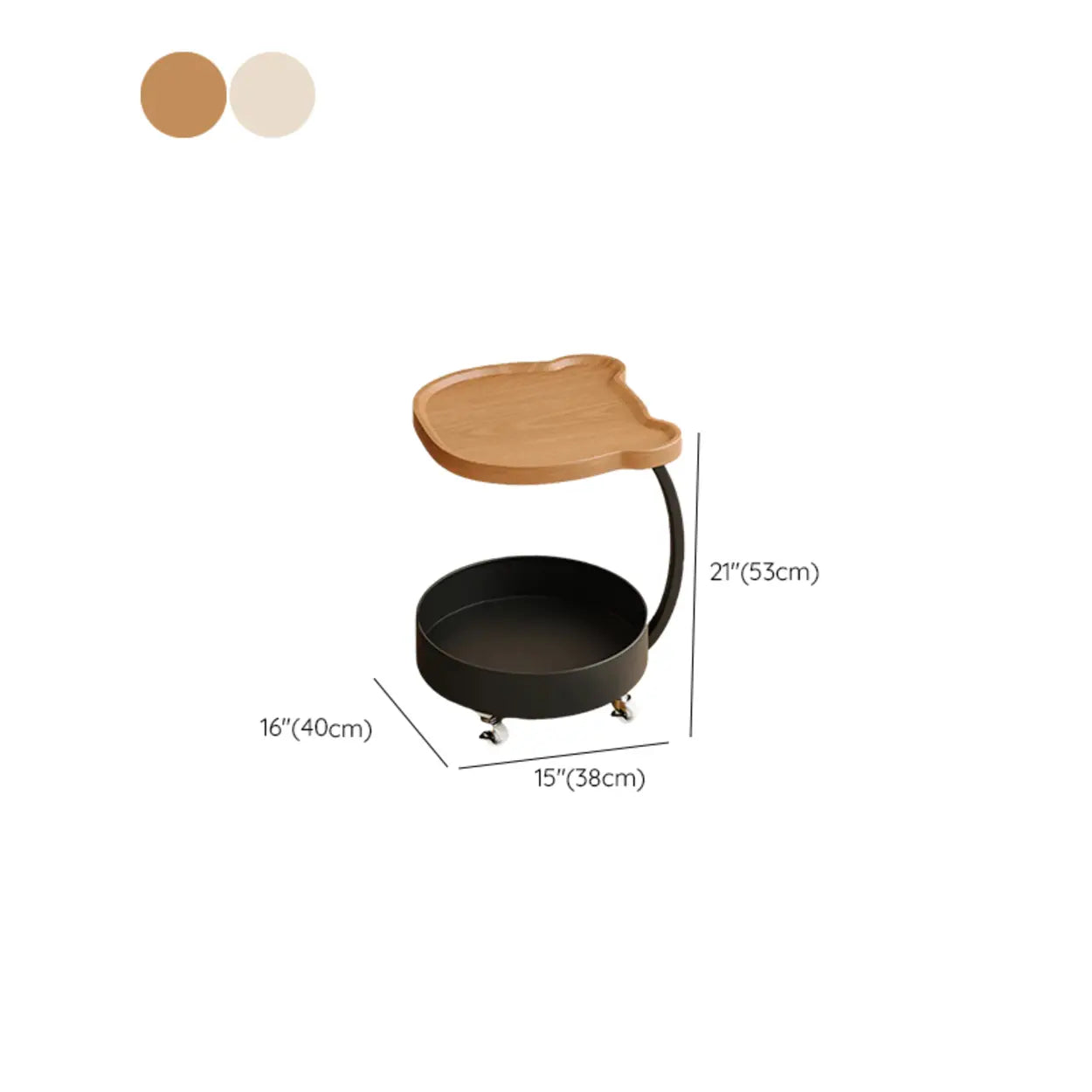 Modern Wood Bear Shape Tray Rolling Side Table