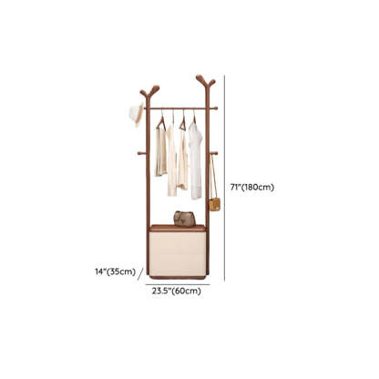 Ash Wood Freestanding Coat Rack with Drawers