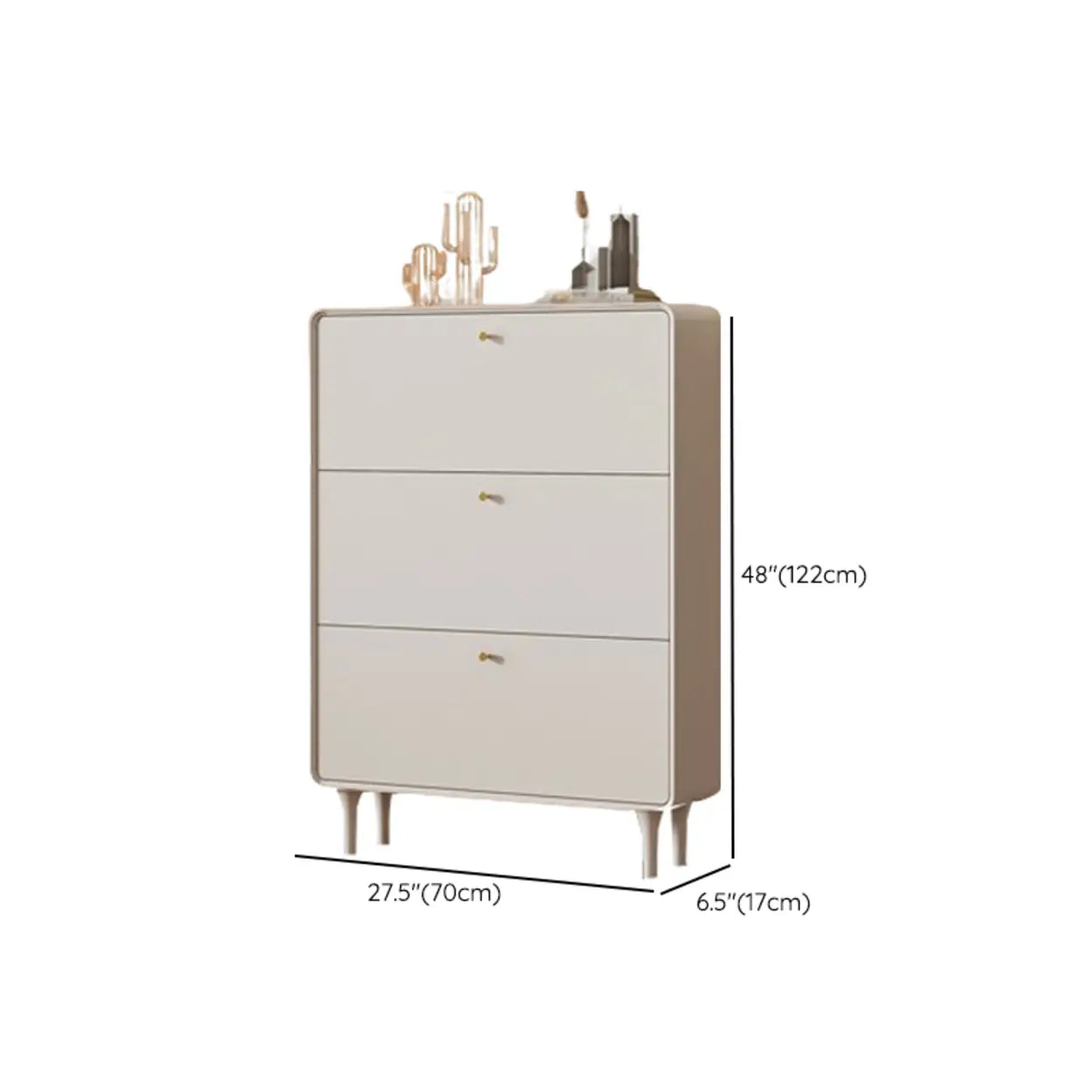 Modern Cream Wood Hallway Shoe Cabinet — Cabinet Included