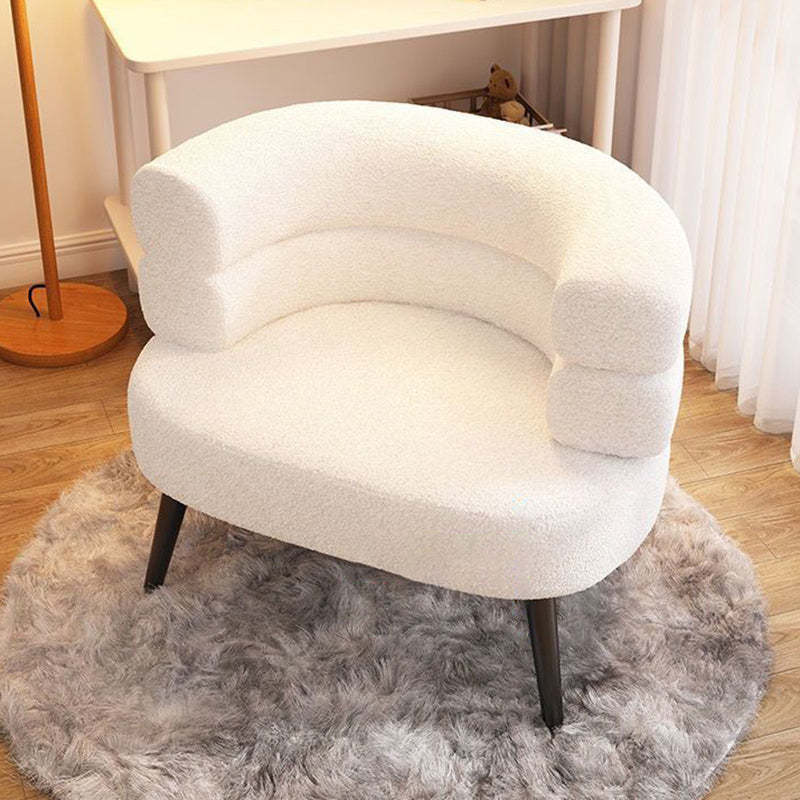 Nordic Curved Lambswool Steel Accent Chair