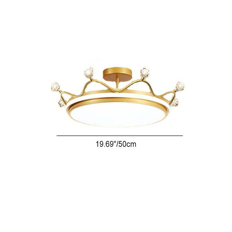 Kids Crown Iron Acrylic LED Semi-Flush Ceiling Light