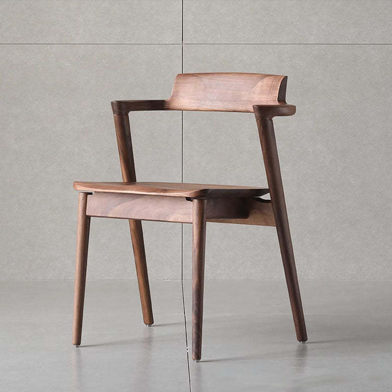 Traditional Chinese Walnut Curved Dining Chair — D
