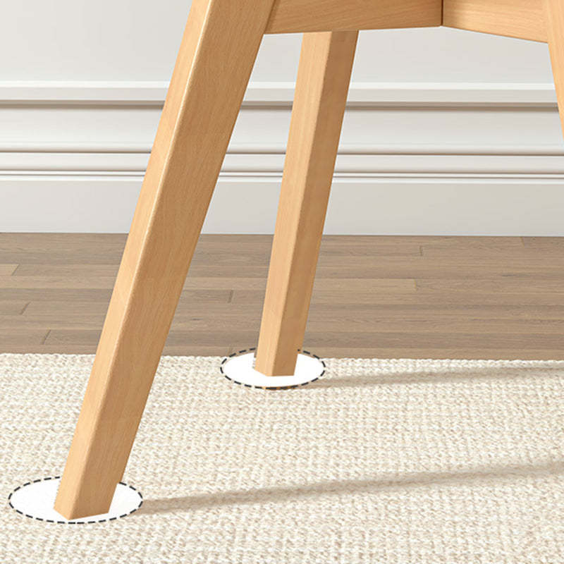 Scandinavian Upholstered Wood Trapezoidal Dining Chair — A / White