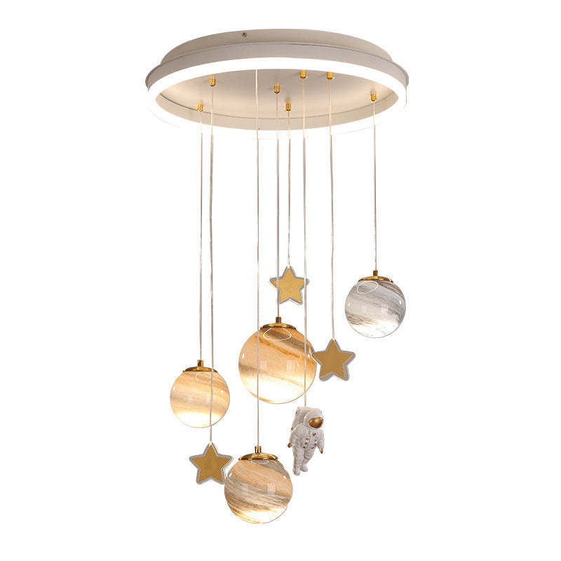 Scandinavian Space Planet Acrylic Glass LED Kids Flush Light